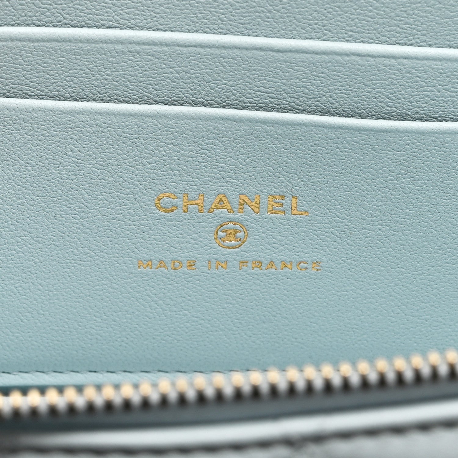 Lambskin Quilted Small Top Handle Vanity Case With Chain Light Blue