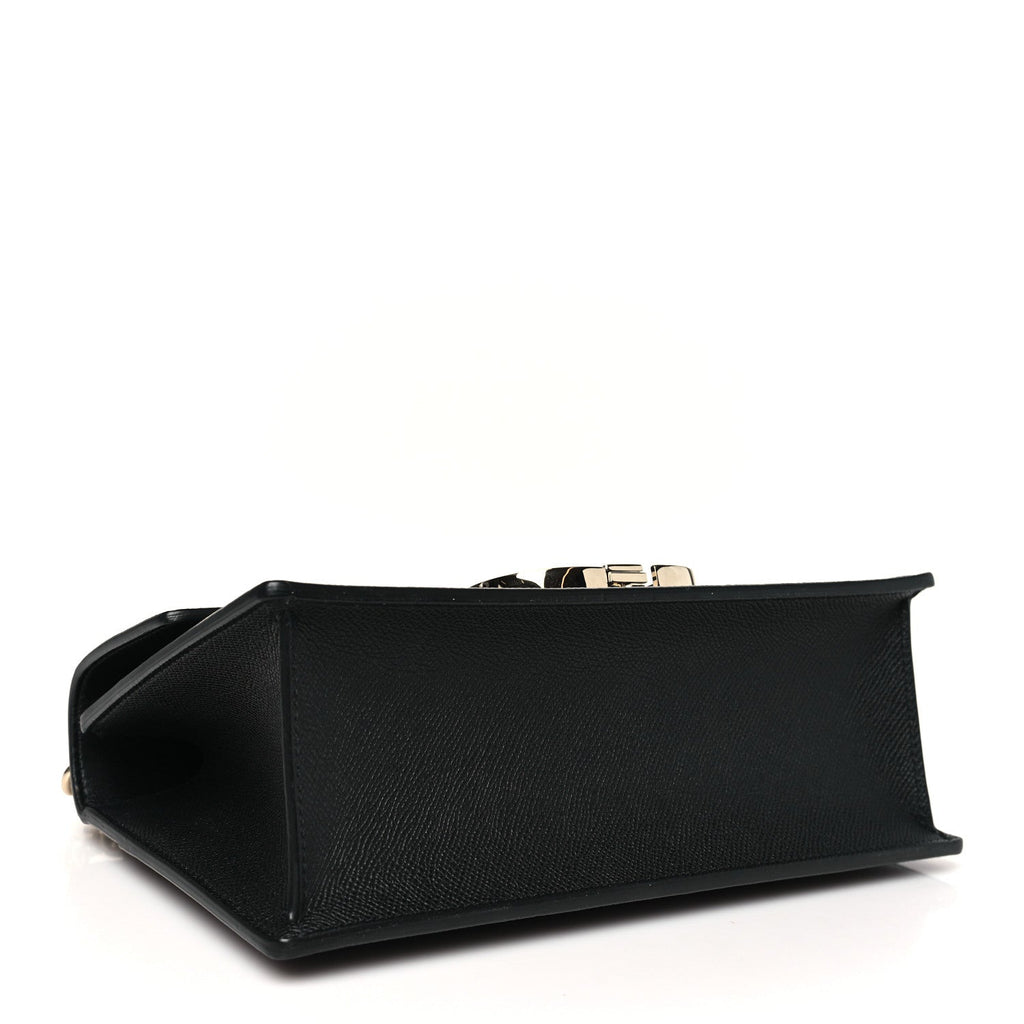 Grained Calfskin Embossed 30 Montaigne Chain Flap Bag Black