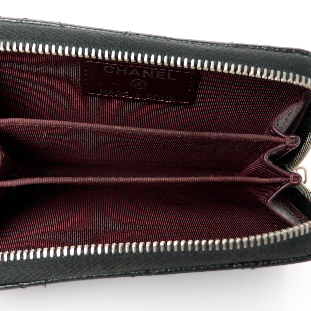 Caviar Quilted Classic Zipped Coin Purse Black