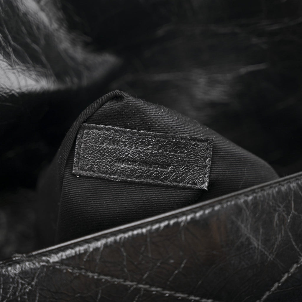 Crinkled Calfskin Matelasse Monogram Medium Niki Chain Satchel Black