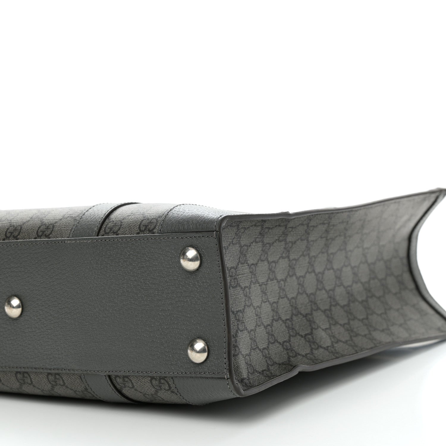 GG Supreme Monogram Textured Dollar Calfskin Medium Ophidia Tote Grey Black Graphite Grey