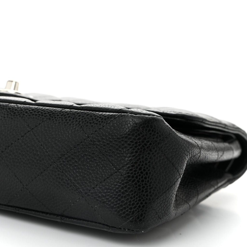 Caviar Quilted Medium Double Flap Black