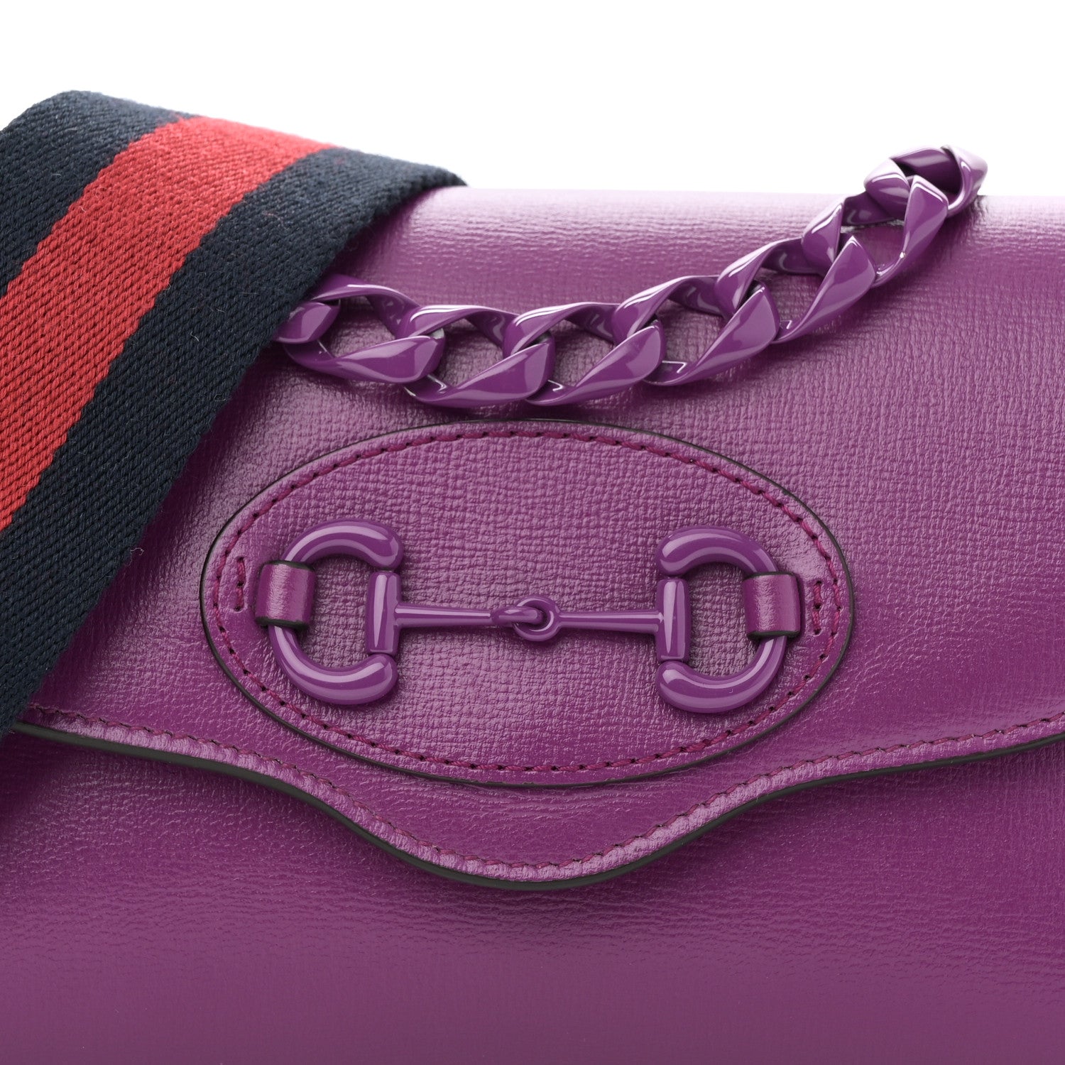 Azalea Calfskin Web Monochrome Mini Horsebit 1955 Chain Shoulder Bag Spicy Cyclamin