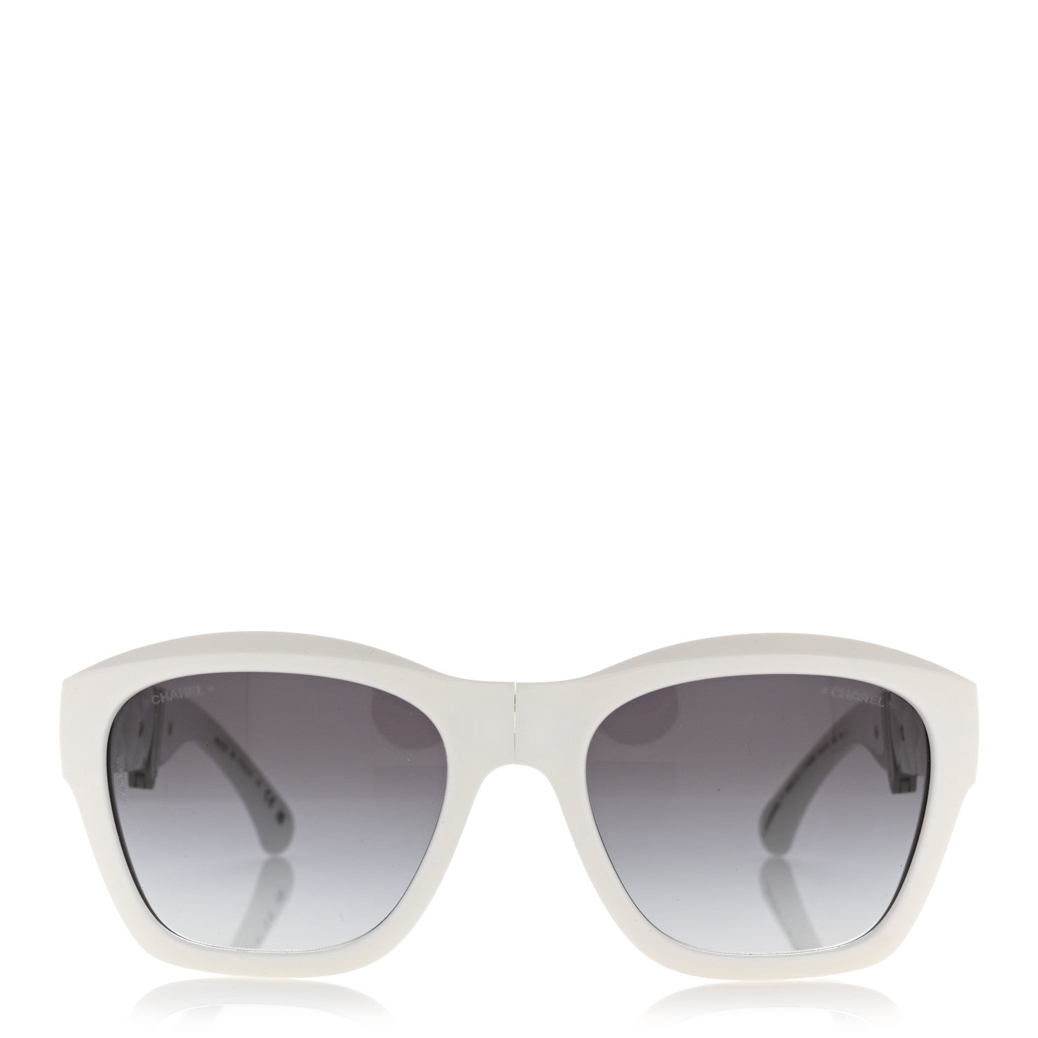 Acetate Metal Crystal Square Folding Sunglasses 6055-B White