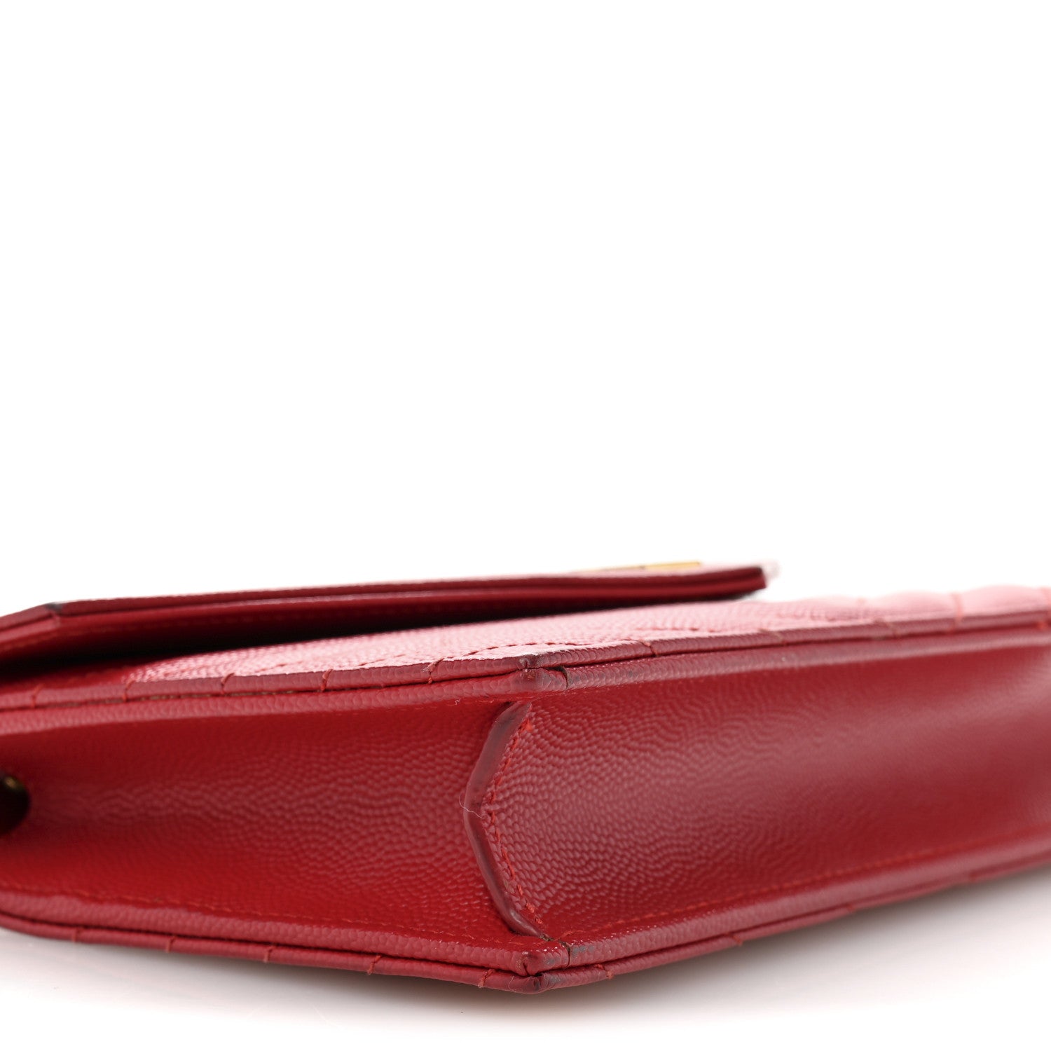 Grain De Poudre Matelasse Chevron Monogram Envelope Chain Wallet New Red