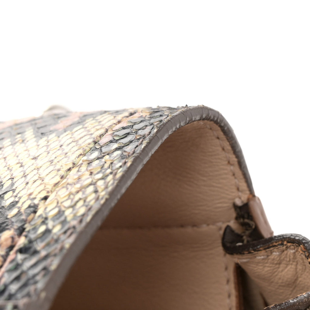 Calfskin Snakeskin Medium Sofia Satchel Beige Brown Multicolor