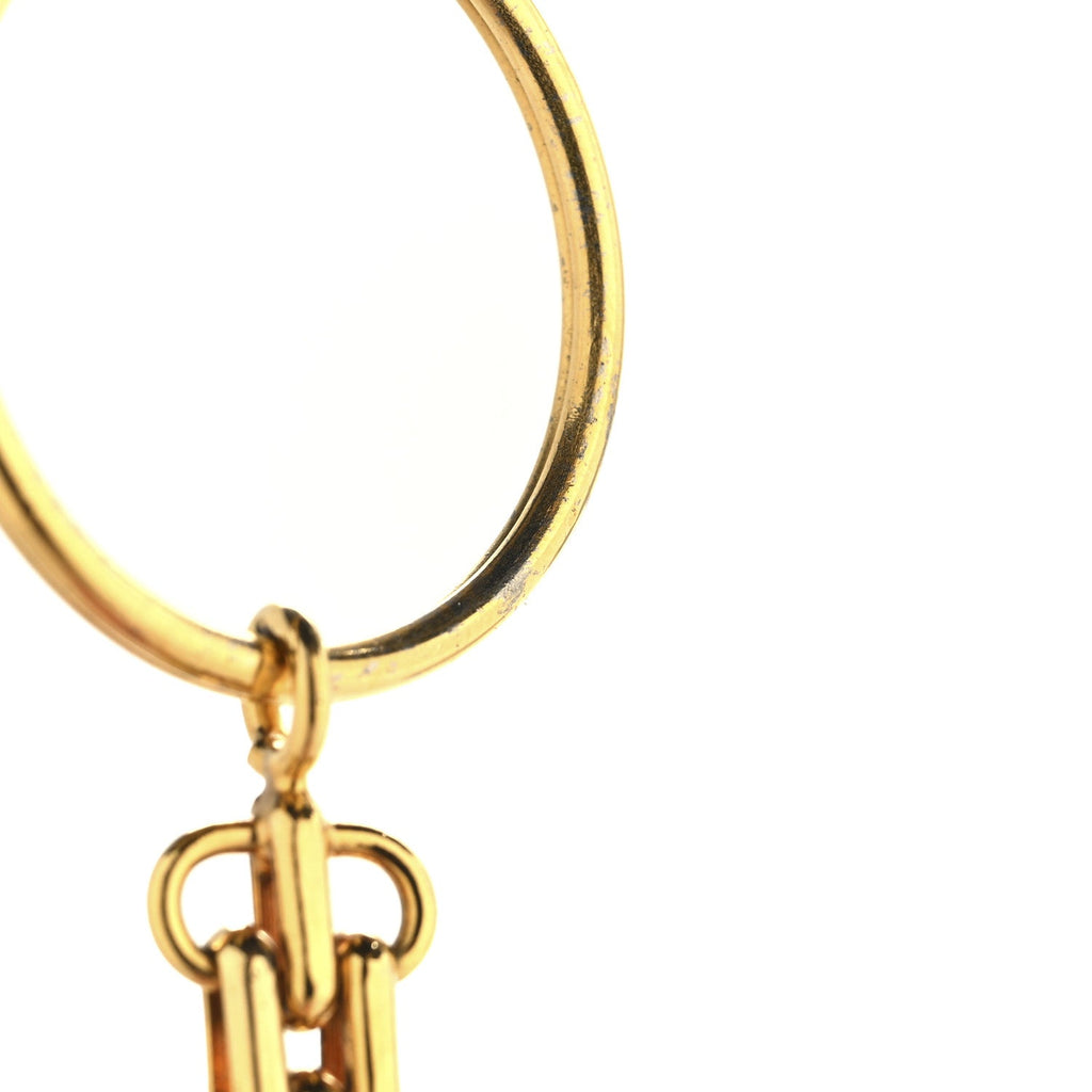 Metal Quilted CC Key Chain Gold