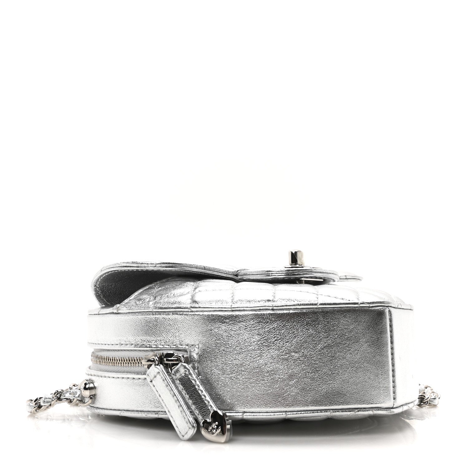 Metallic Lambskin Quilted CC In Love Heart Bag Silver