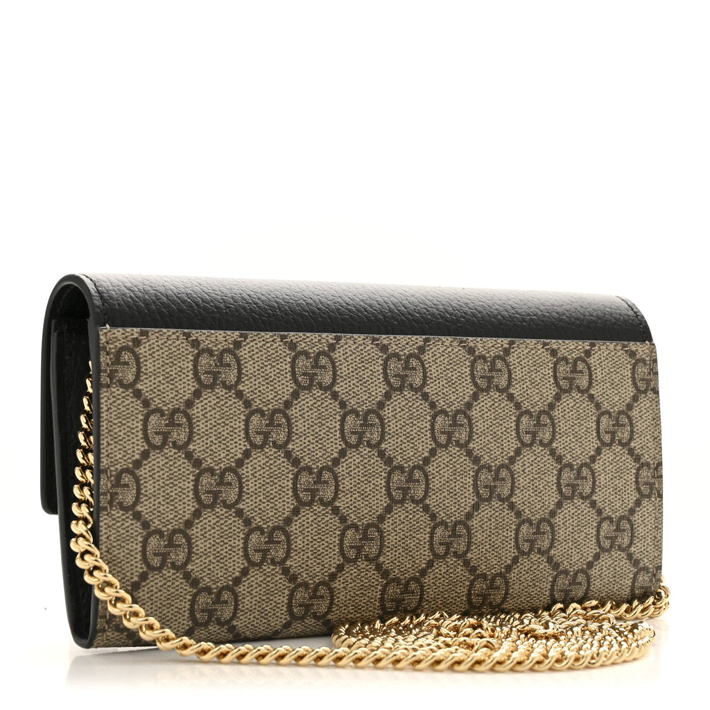 Dollar Calfskin GG Supreme Monogram Petite GG Marmont Wallet Chain Bag Black Beige Ebony