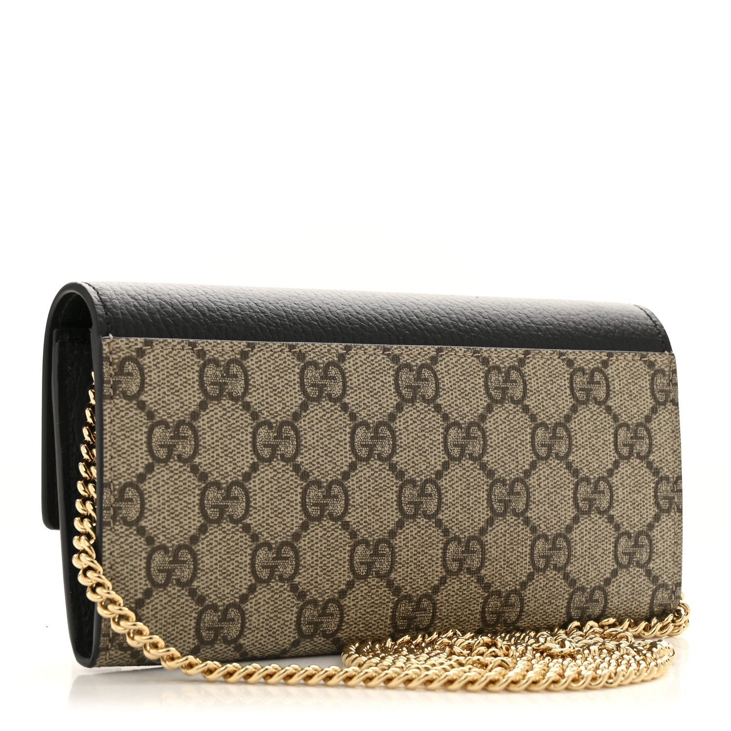 Dollar Calfskin GG Supreme Monogram Petite GG Marmont Wallet Chain Bag Black Beige Ebony