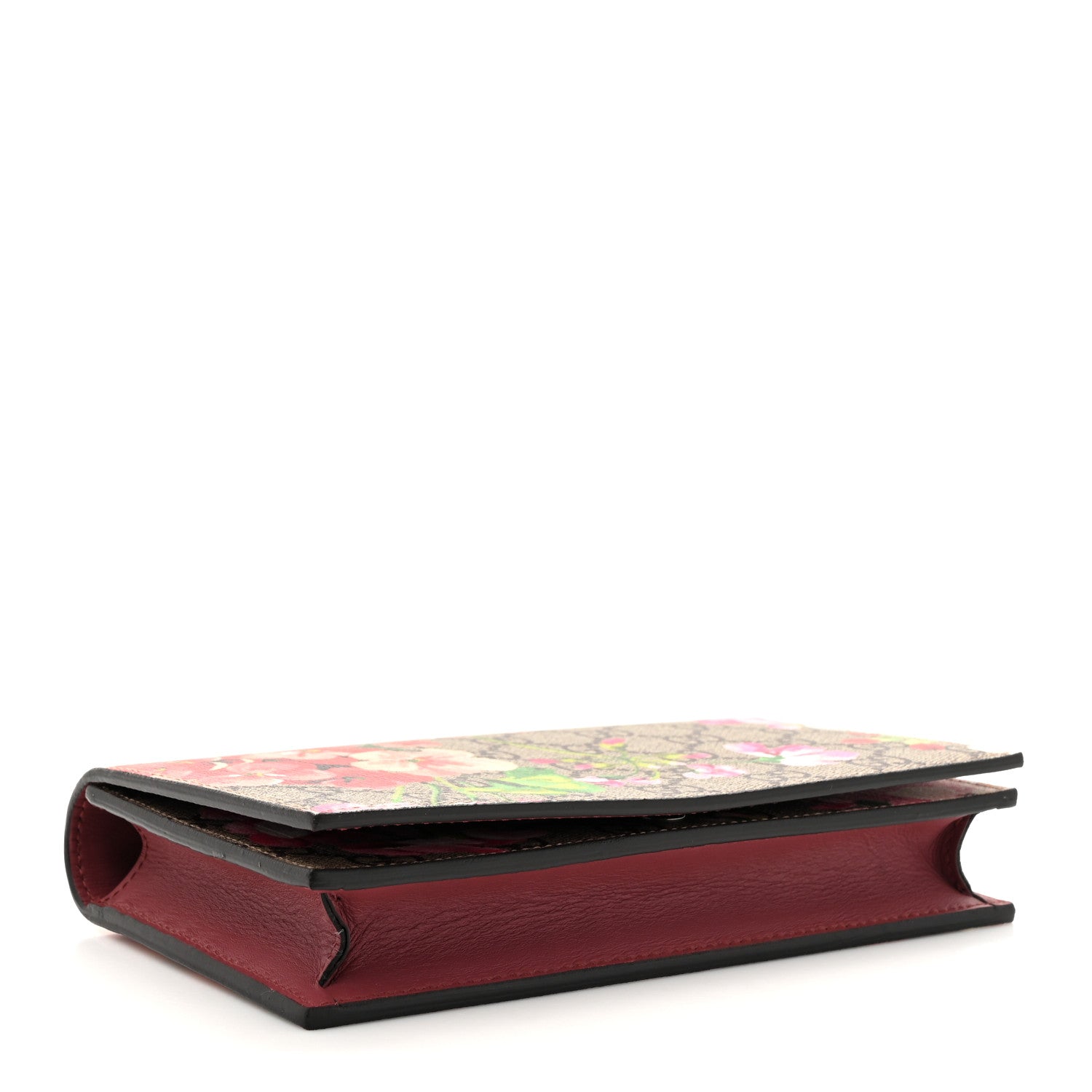 GG Supreme Monogram Blooms Chain Wallet Beige Multicolor Dry Rose