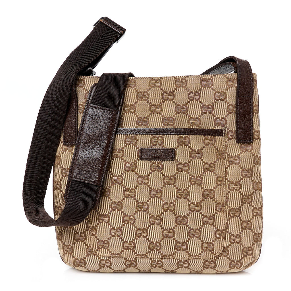 Monogram Flat Messenger Bag Dark Brown