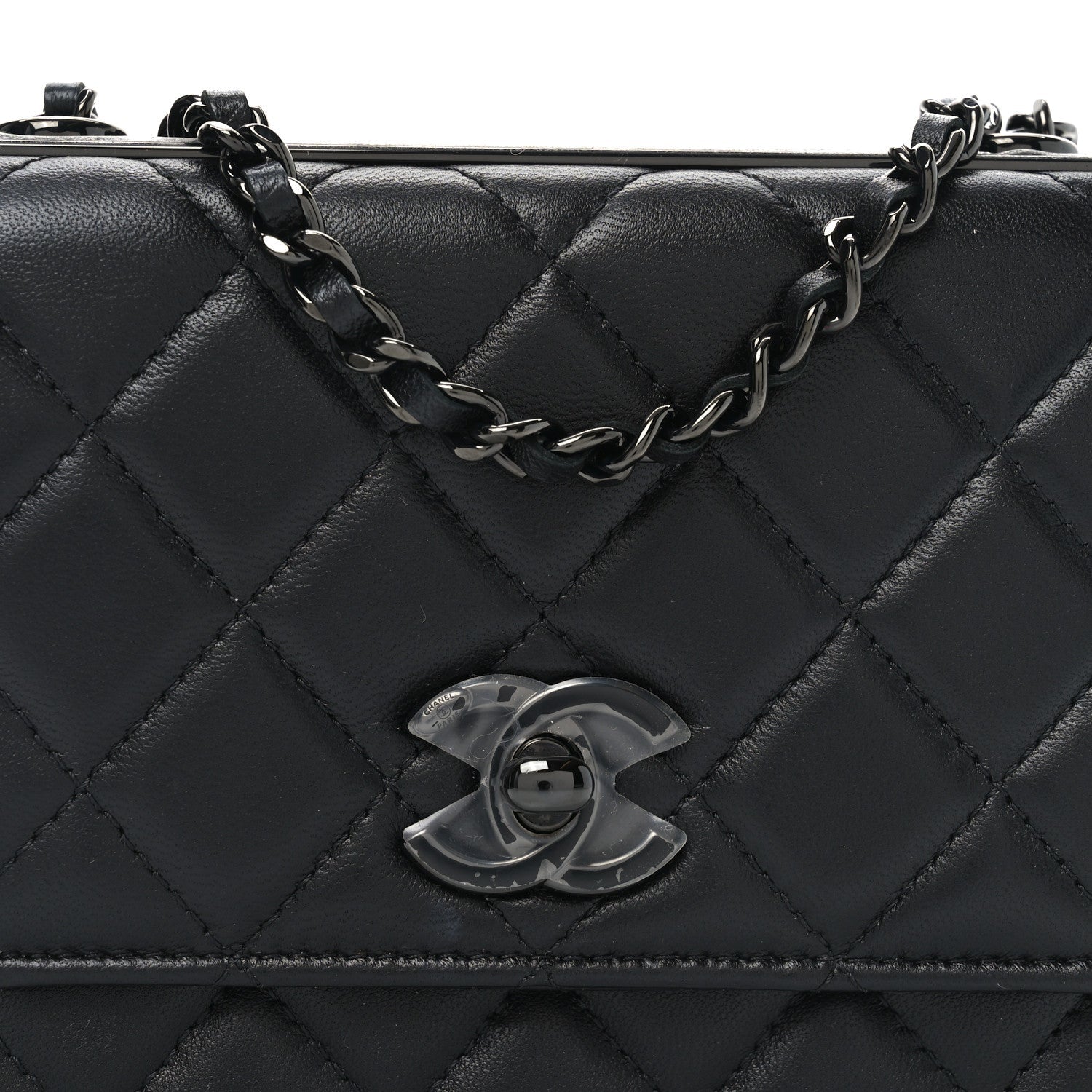 Lambskin Quilted Mini Trendy CC Wallet On Chain WOC So Black
