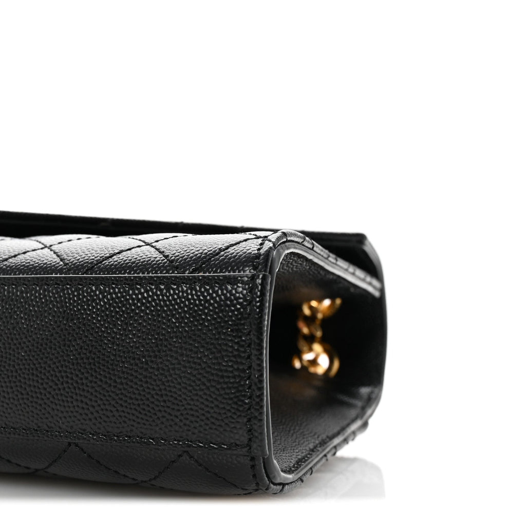 Grain De Poudre Textured Mixed Matelasse Triquilt Medium Monogram Satchel Black