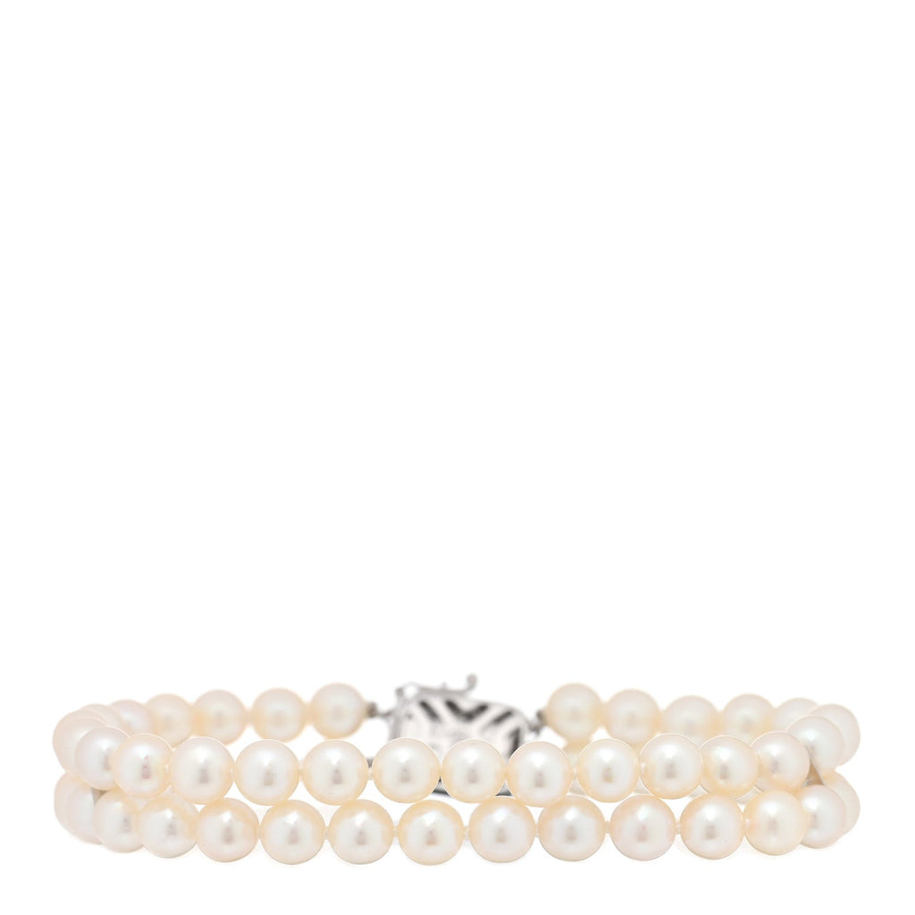 18K White Gold Akoya Pearl 5.5-6mm Double Strand Bracelet