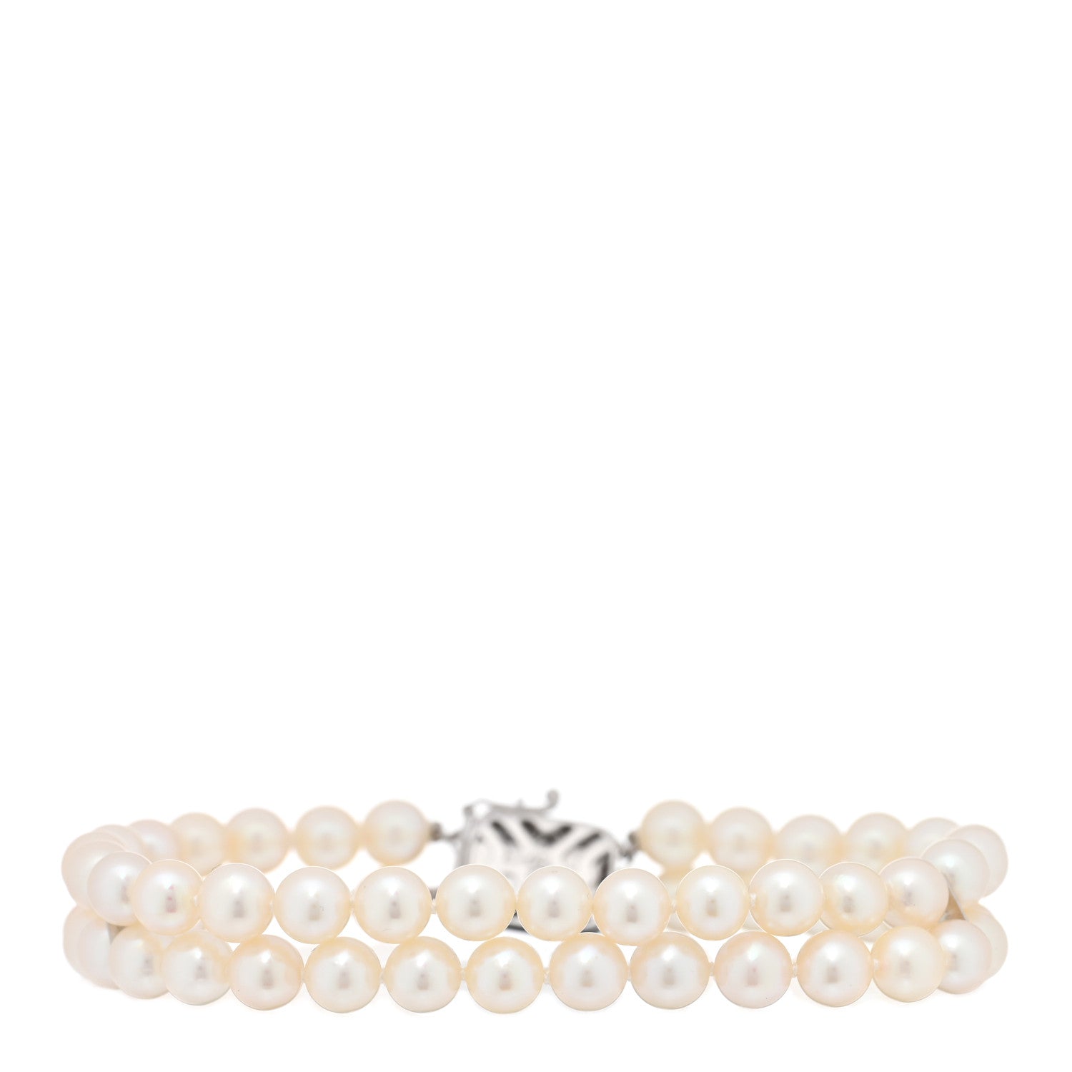 18K White Gold Akoya Pearl 5.5-6mm Double Strand Bracelet