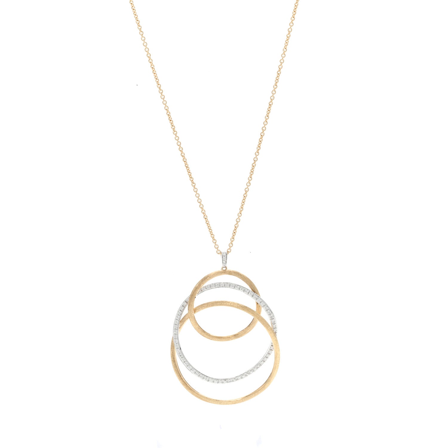 18K Yellow White Gold Diamond Jaipur Circle Link Pendant Necklace