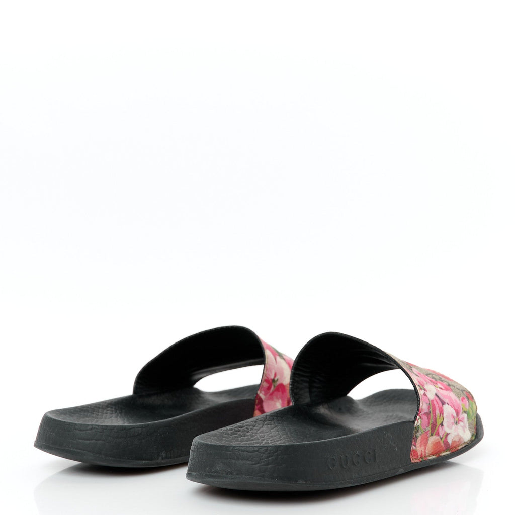 GG Supreme Monogram Blooms Slide Sandals 36 Beige Multicolor