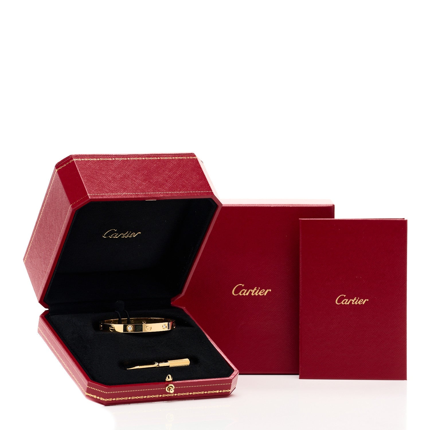 18K Yellow Gold 4 Diamond LOVE Bracelet 16