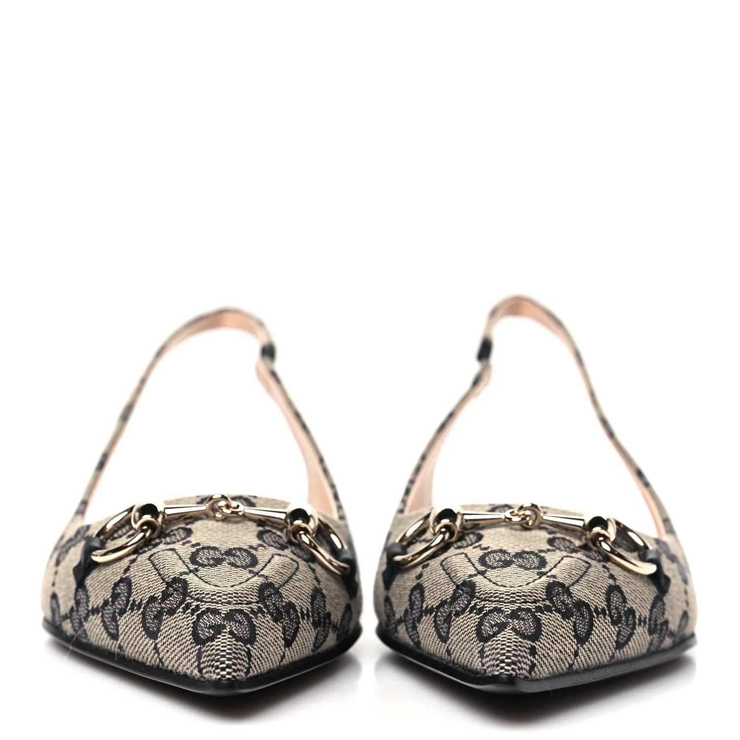 Monogram Horsebit Womens Slingback Ballet Flat 38.5 Beige Blue