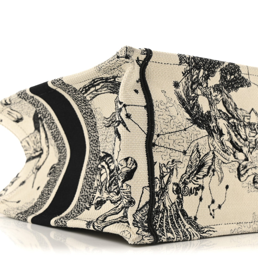 Canvas Zodiac Toile De Jouy Embroidered Medium Book Tote Latte