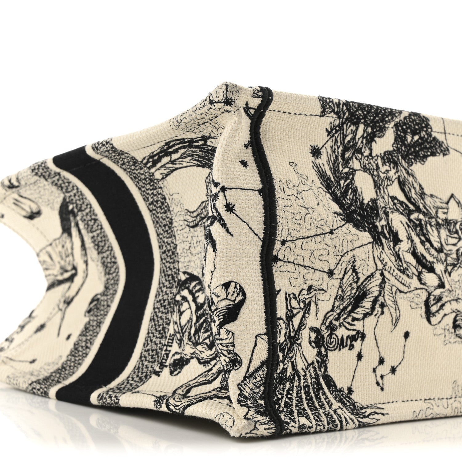 Canvas Zodiac Toile De Jouy Embroidered Medium Book Tote Latte