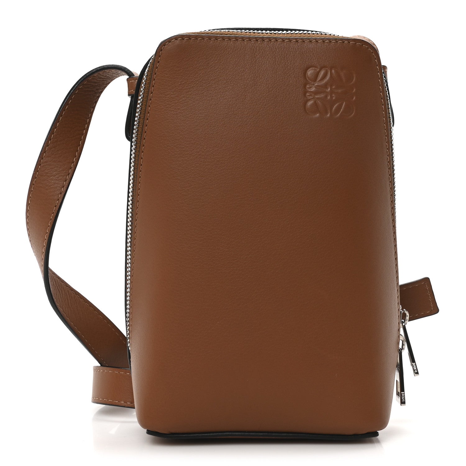 Classic Calfskin Anagram Box Crossbody Tan