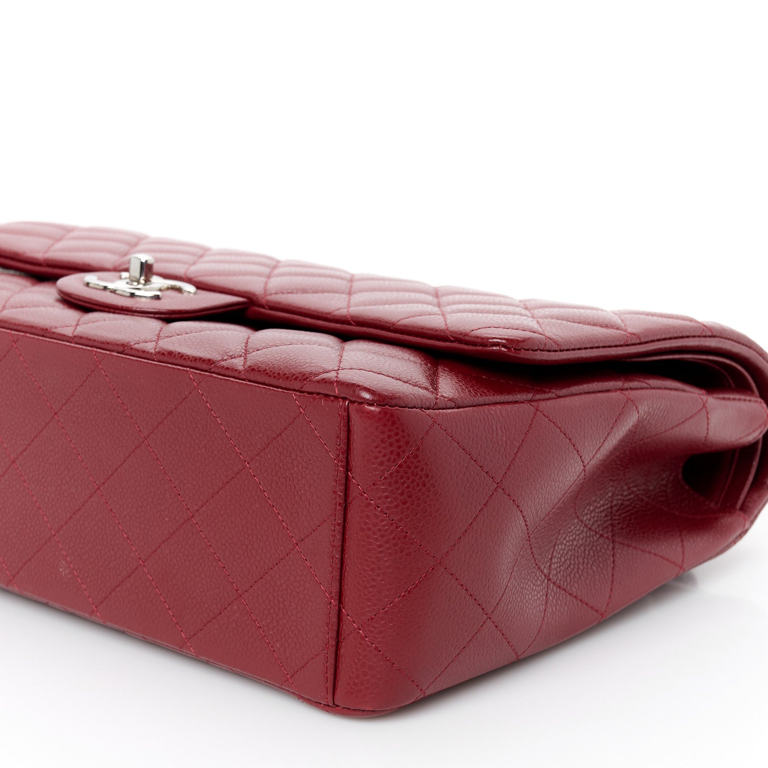 Caviar Quilted Maxi Double Flap Dark Red