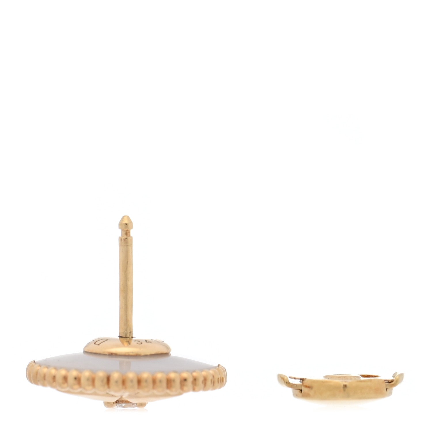 18K Yellow Gold Diamond Mother Of Pearl Medium Rose Des Vents Single Earring