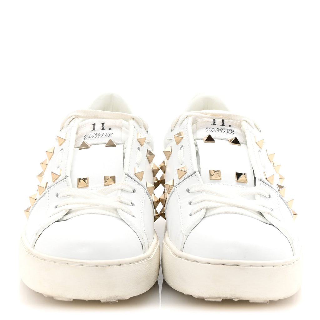 Calfskin Rockstud Untitled Open Sneakers 38 White