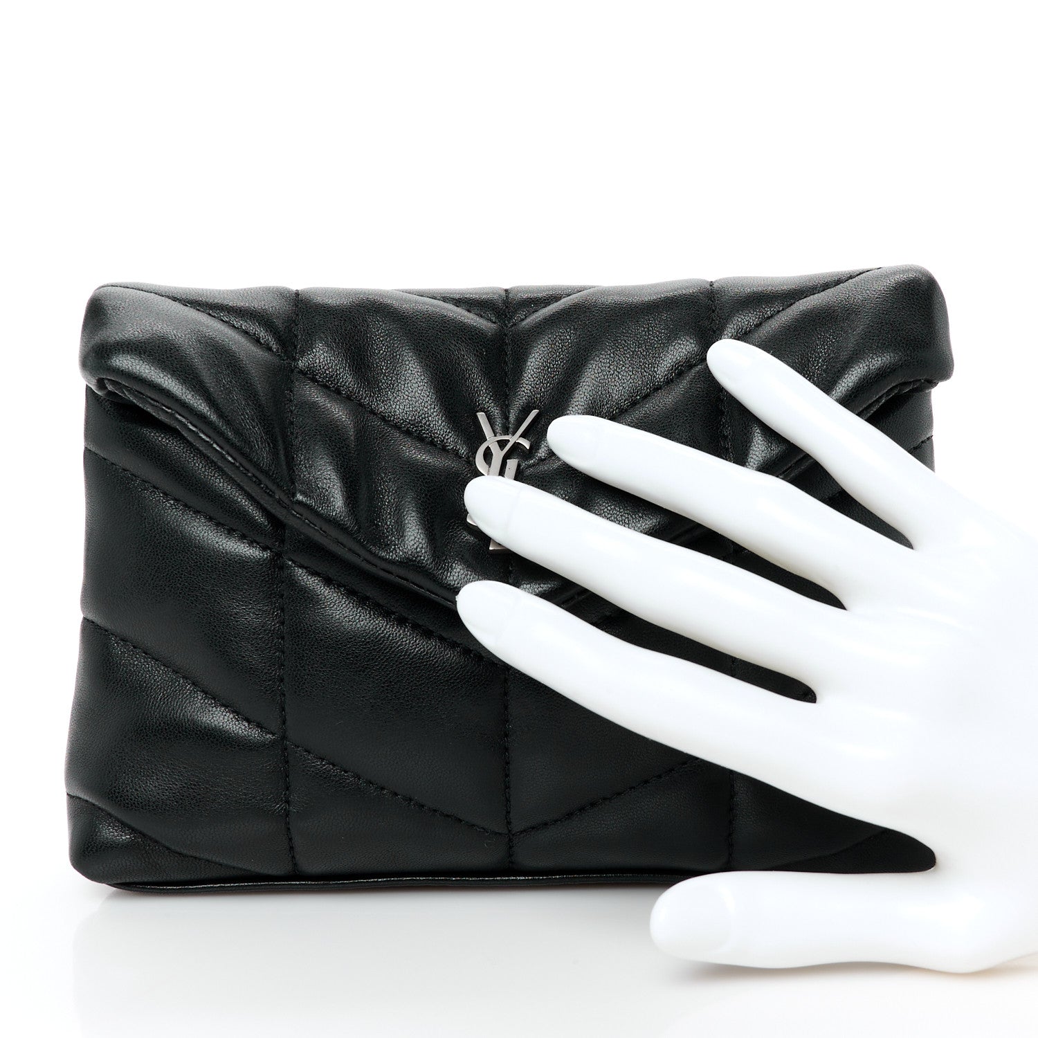 Lambskin Monogram Loulou Puffer Pouch Clutch Black