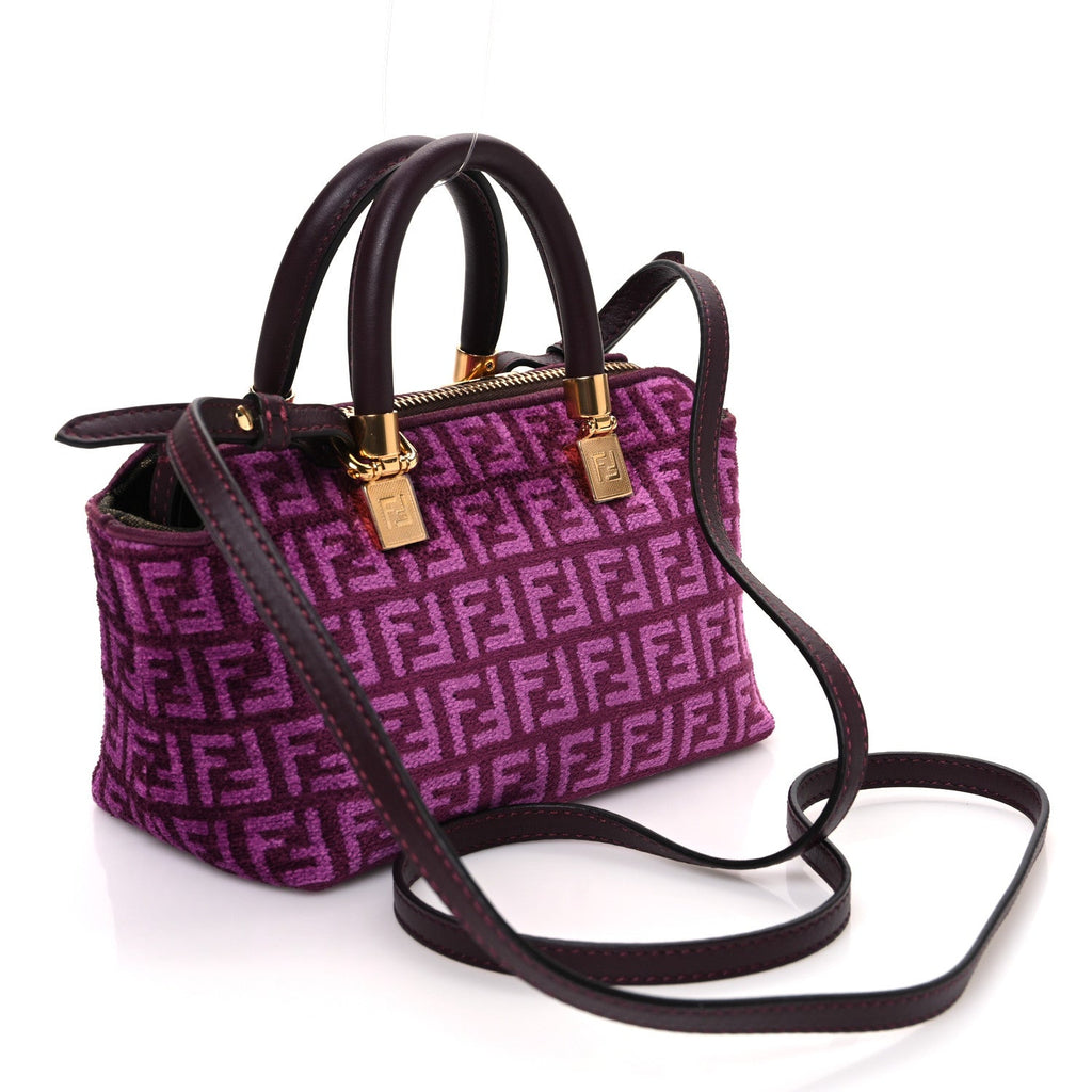 Chenille Vitello Micro FF Mini By The Way Top Handle Boston Bag Rosso Roma