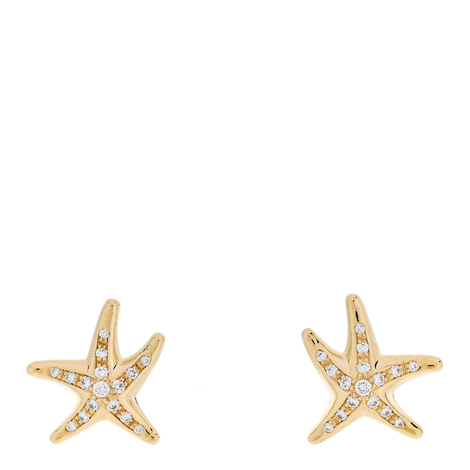 18K Yellow Gold Diamond Elsa Peretti Starfish Earrings