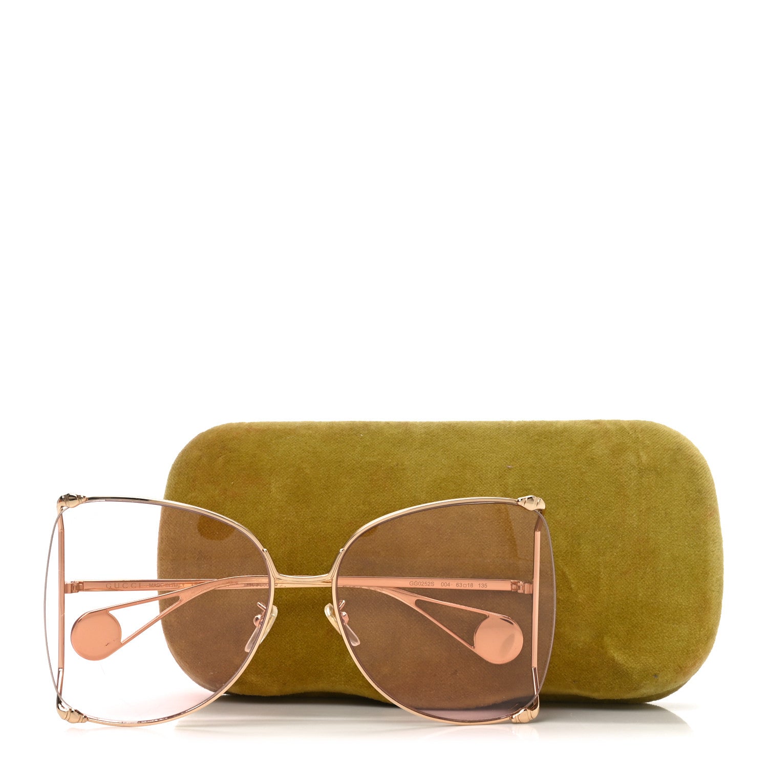Metal Oversized Round Sunglasses GG0252S Gold Pink