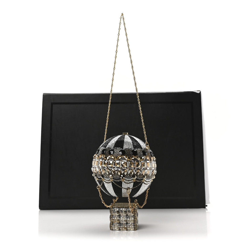 Crystal Pearl Amelia Hot Air Balloon Minaudiere Clutch Gold
