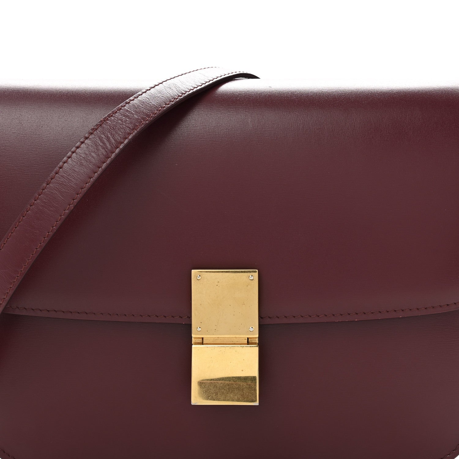 Box Calfskin Medium Classic Box Flap Bag Burgundy