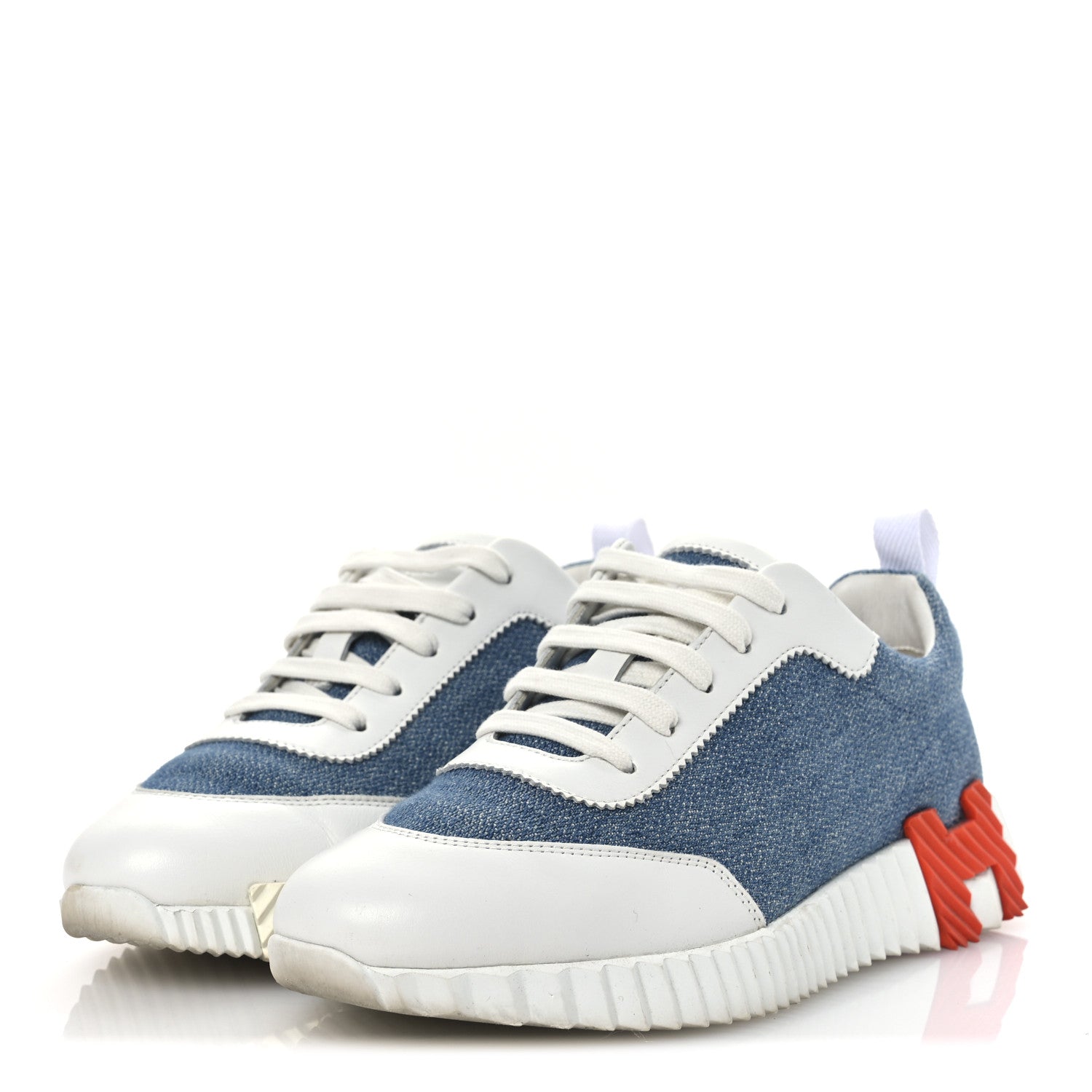 Denim Suede Goatskin Bouncing Sneakers 37 Bleu Clair White