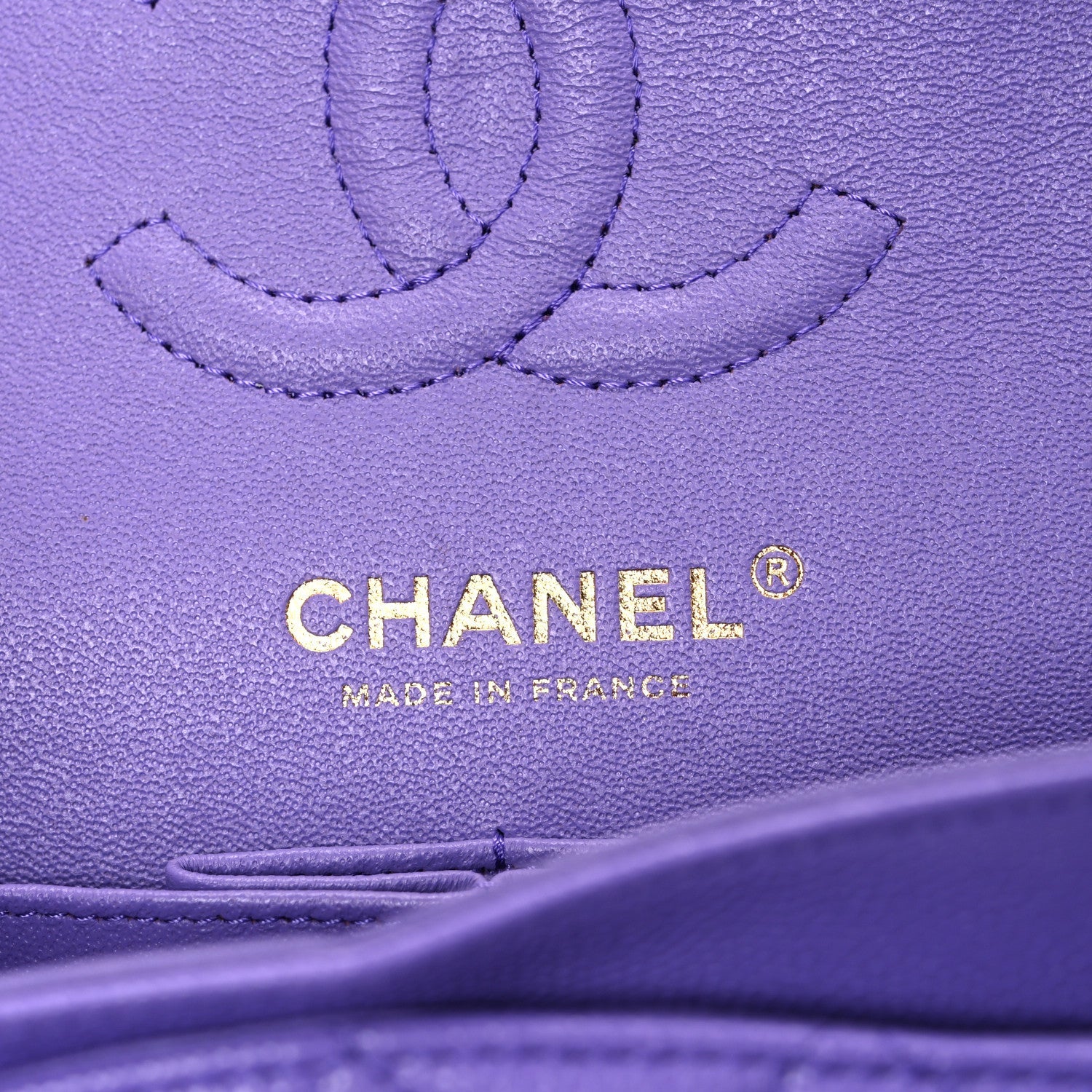 Caviar Quilted Small Double Flap Purple