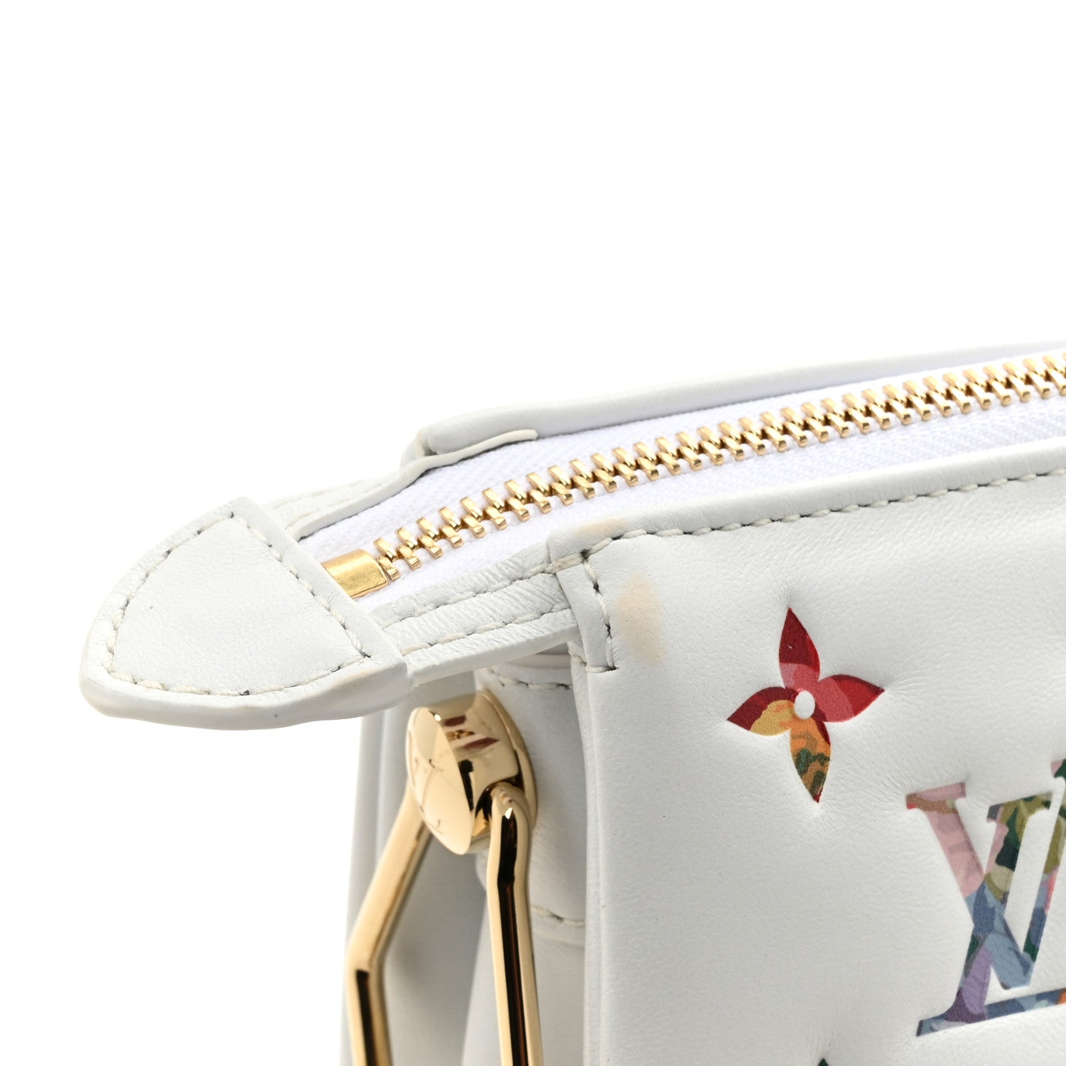 Lambskin Embossed Monogram LV Garden Coussin PM Cream