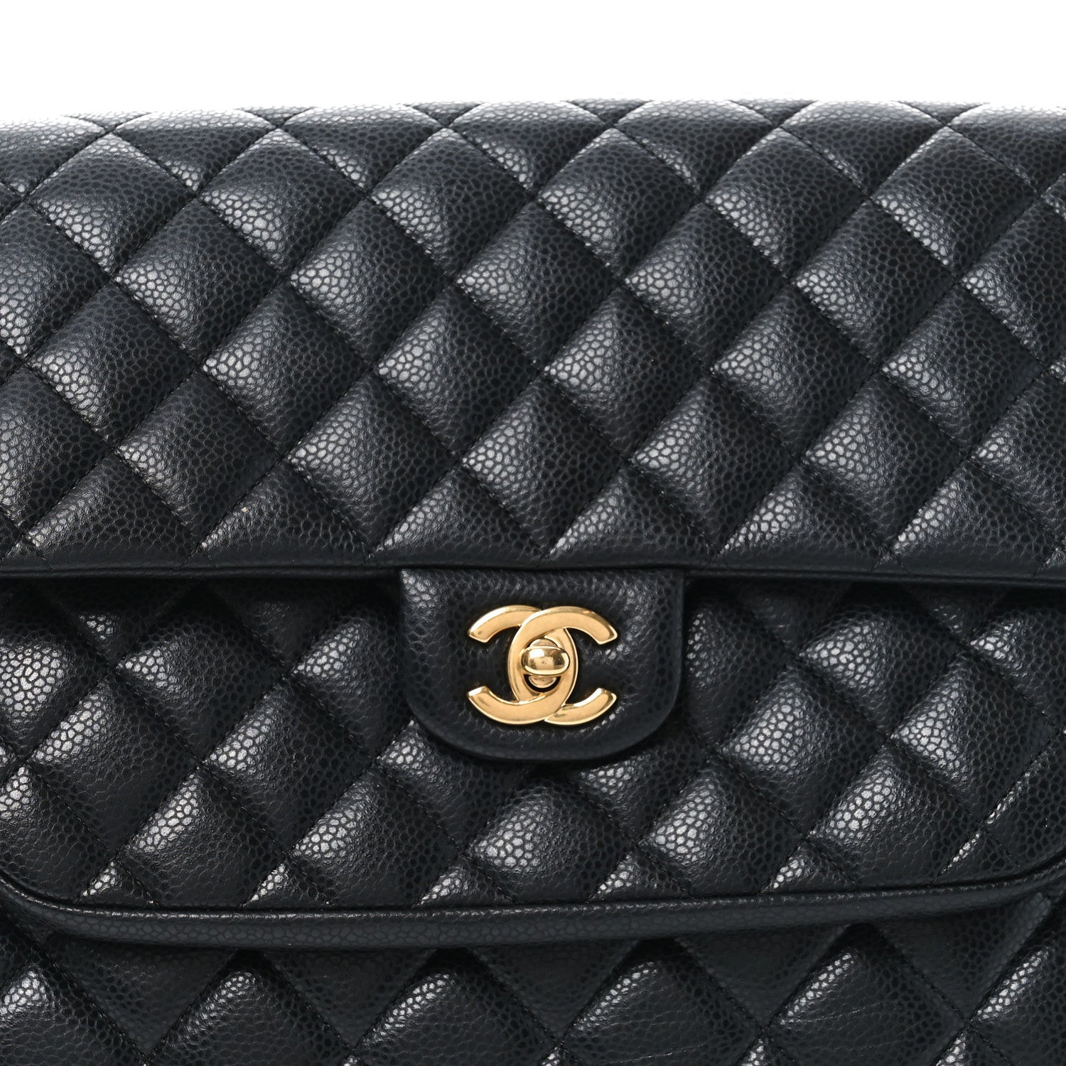 Caviar Quilted Flap Tote Black