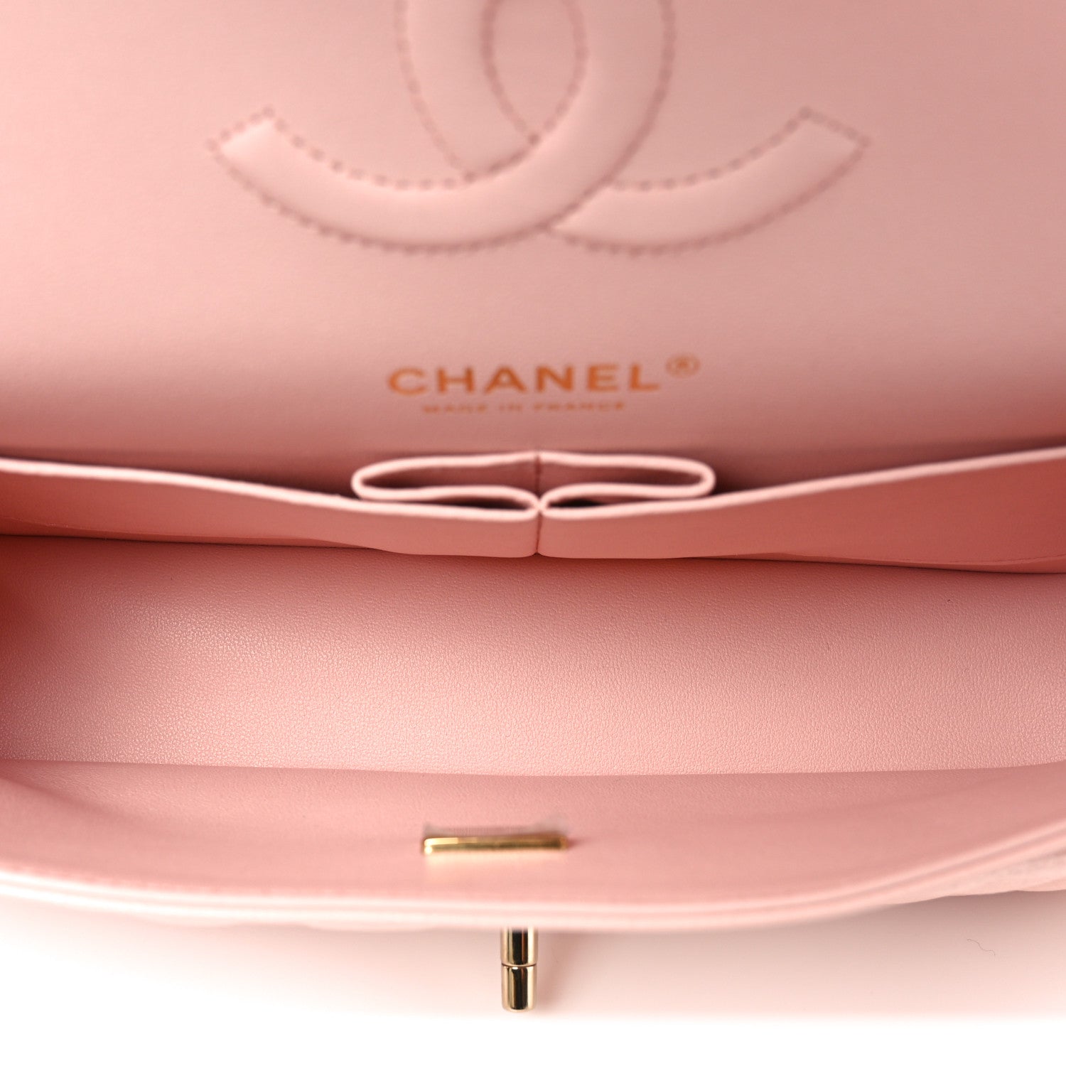 Caviar Quilted Medium Double Flap Light Pink