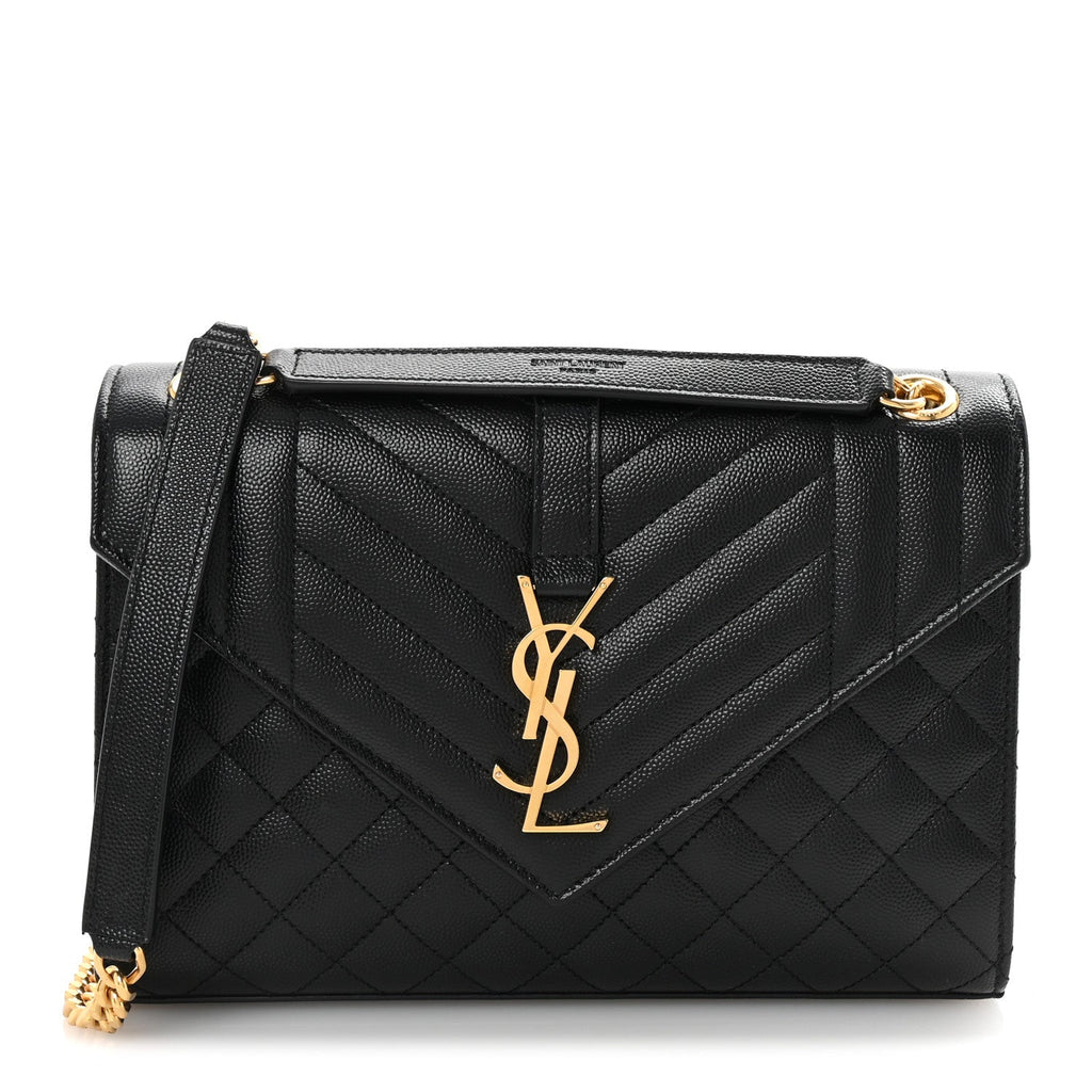 Grain De Poudre Textured Mixed Matelasse Triquilt Medium Monogram Satchel Black