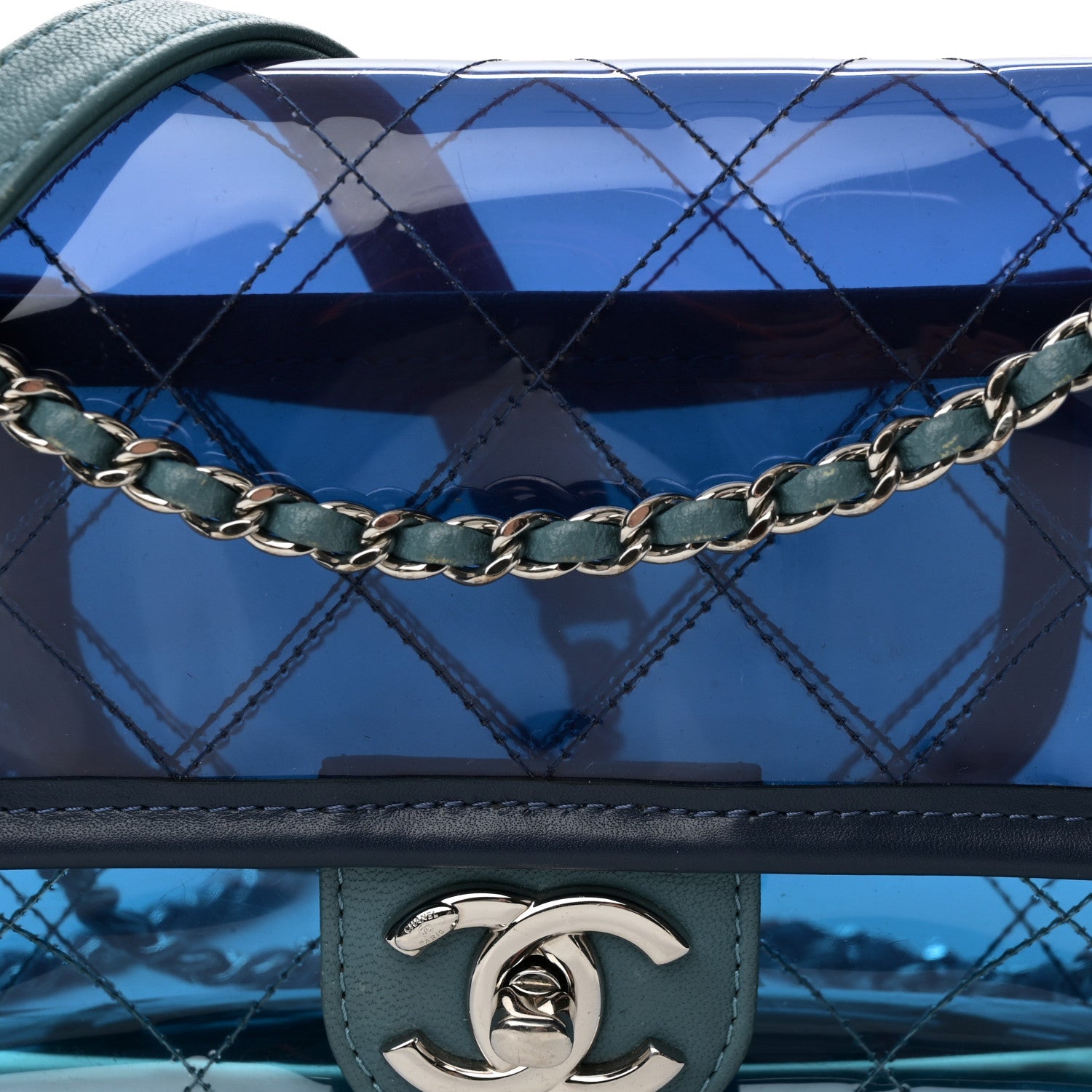 Lambskin PVC Quilted Mini Coco Splash Flap Blue