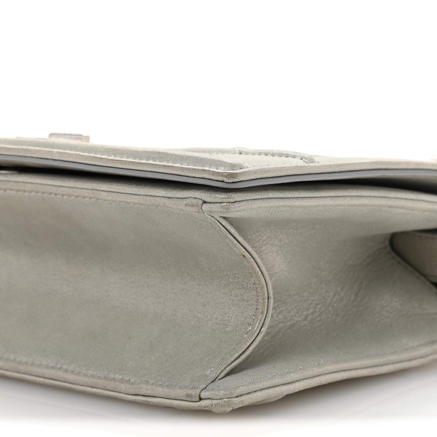 Metallic Calfskin Small Diorama Flap Bag Silver