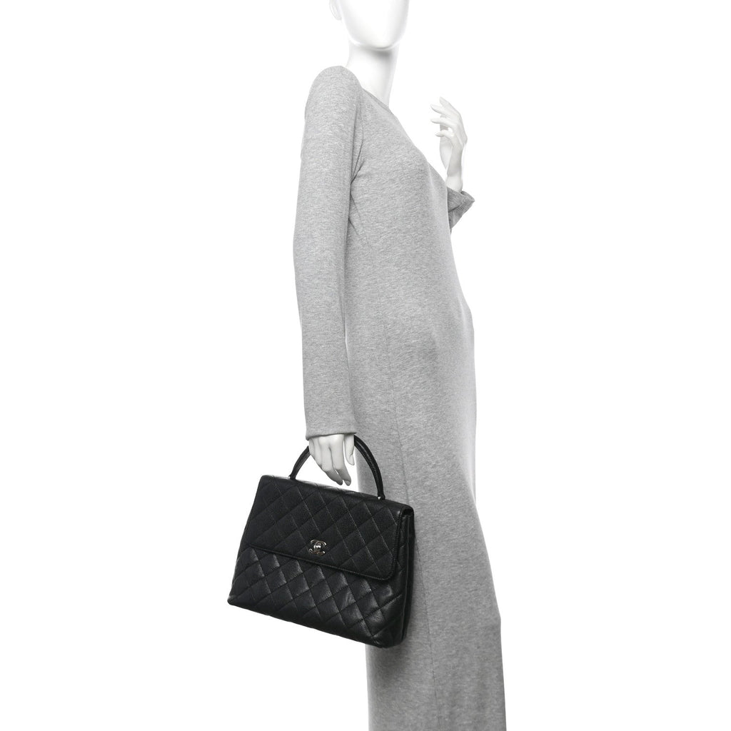 Caviar Quilted Jumbo Kelly Flap Black