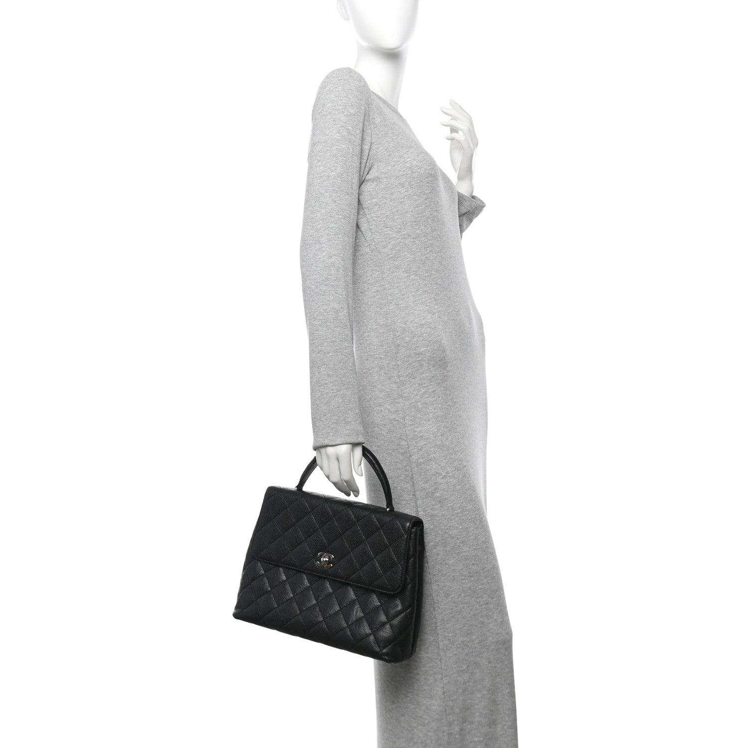 Caviar Quilted Jumbo Kelly Flap Black