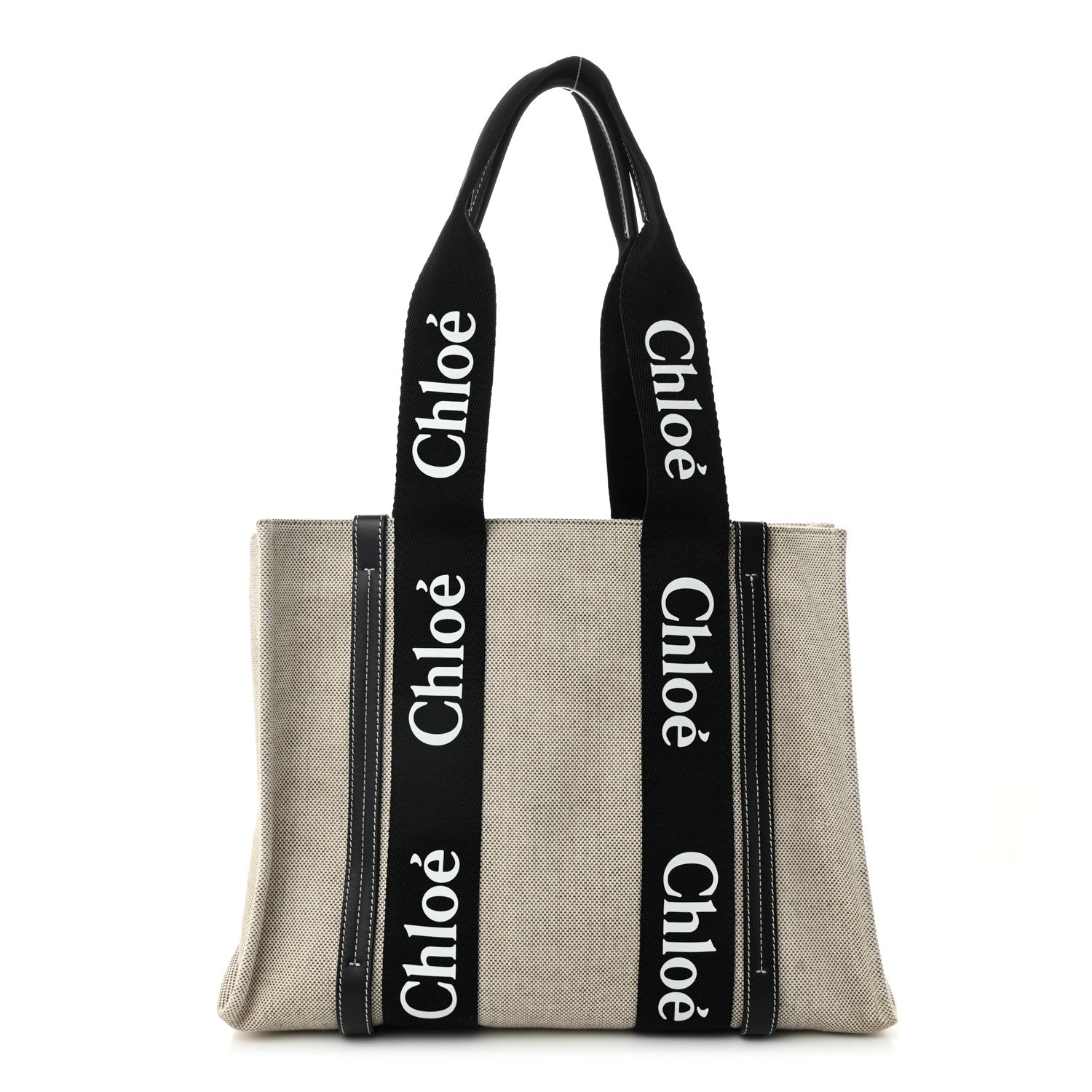 Cotton Calfskin Medium Woody Ribbon Tote Black Blue