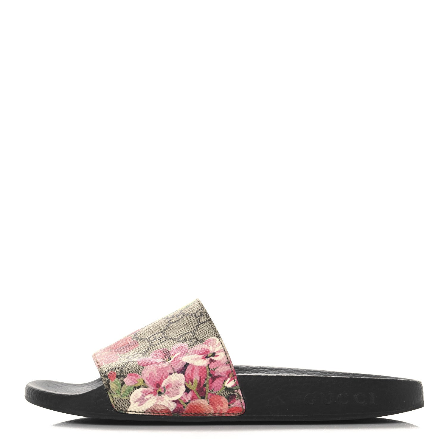 GG Supreme Monogram Blooms Slide Sandals 37 Beige Multicolor