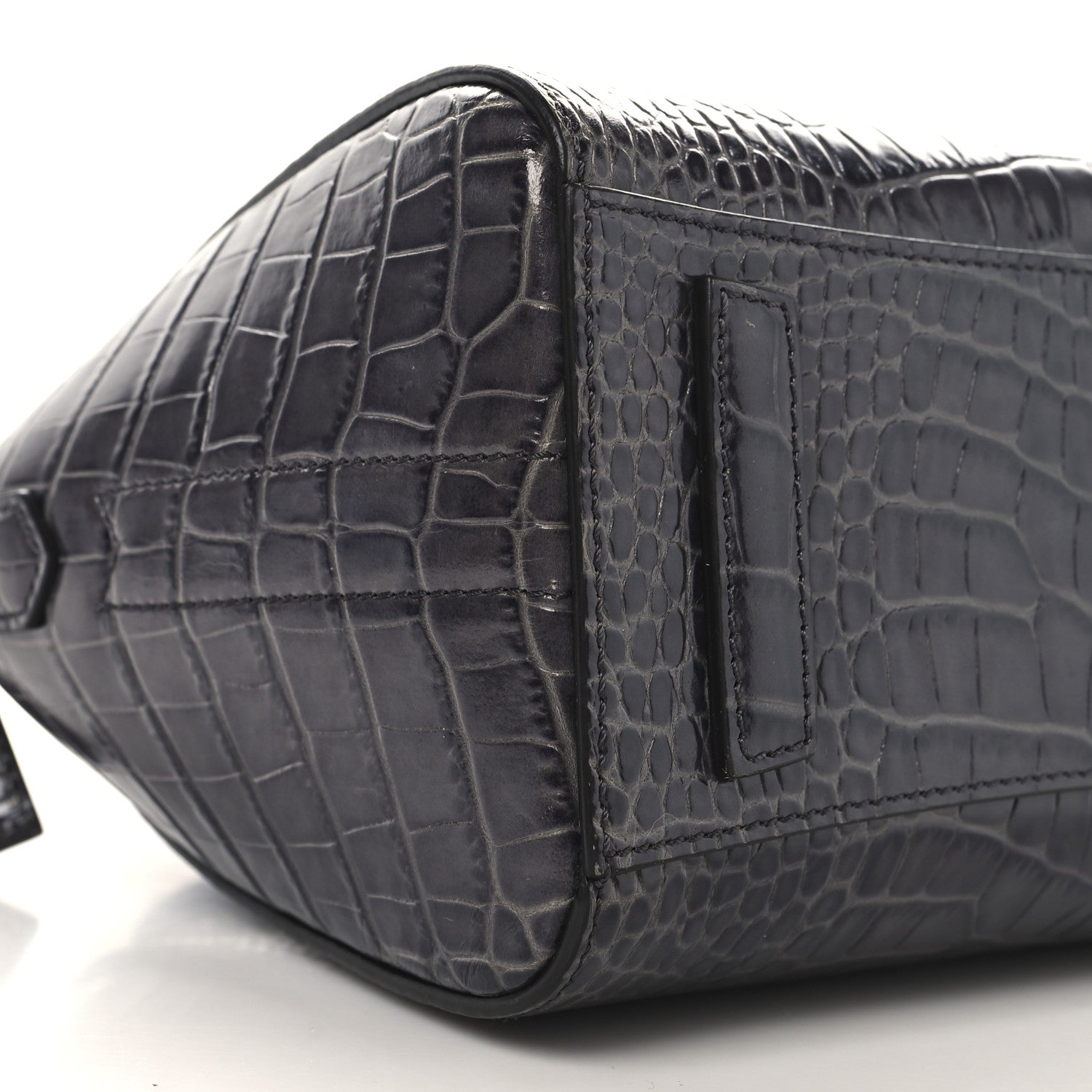 Calfskin Crocodile Embossed Mini Antigona Storm Grey