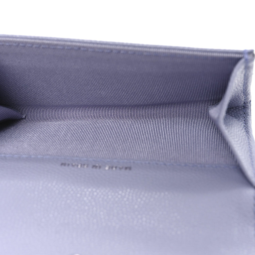 Caviar Quilted Flap Card Holder Wallet Light Purple